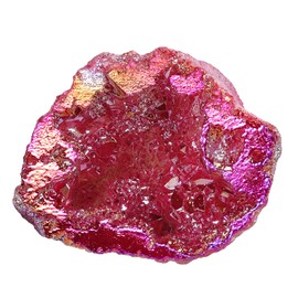 mookaitedecor Quartz Geode Stone Titanium Coated Natural Rock Crystal Cluster for Reiki Healing Meditation Home Decor 10-35g Red