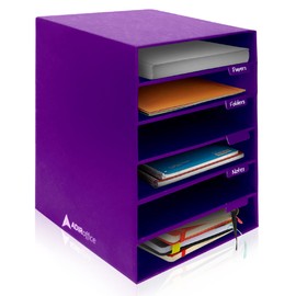 AdirOffice Cardboard Paper Organizer - Classroom Mailbox, Literature Organizers, Office Sorter Mailboxes, Construction Papers Storage with Slots, Compartment Shelf Holder (6 Slot, Purple)