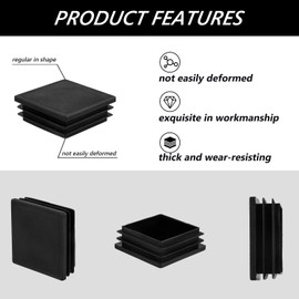 20 Pieces 2 Inch Square Tube Black Plastic Plug Tube End Cap Plastic Plugs for Square Tubing Table Chair Shelf Insert Finishing Plug (2 Inch)