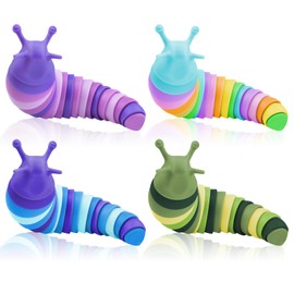 Cevioce Sensory Slug Fidget Toys,Fidget Slug Toys for Adults & Kids Party Favors,4Pcs Cute Autism Sensory Toys for Autistic Children,Toddler Toys Age 3+,Travel Toys for 3+ Year Old（A）
