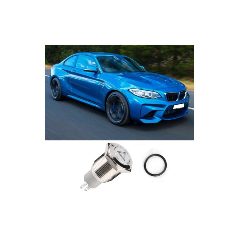 16mm Red LED Car Emergency Hazard Warning Light Push Button