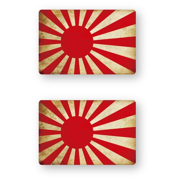 Reflective Sticker Workshop New Flag Sticker (Antique Type), Rising Sun Flag, SS Size, Set of 2, Retroreflective, Waterproof, Japan Maritime Self-Defense Force, Navy Flag, Rising Sun Flag (A) SS (2)