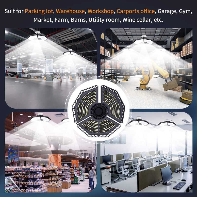 KERNOWO LED Garage Lights, 140W 18500 Lumens Garage Ceiling Lighting,