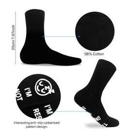 ZoomPlay Funny Socks Novelty Socks for Men Women, I'M NOT SLEEPING I'M JUST RESTING MY EYES Socks, Unisex Cotton Calf Socks with Grippers Non-Slip, Christmas Birthday Gifts, Without Gift Box