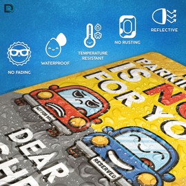 2 PC Aluminum No Parking Signs with Stackes, 8x12 Reflective Dear Neighbor Do Not Park Sign