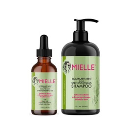 Mielle Organics Rosemary Mint Strengthening Hair Oil and Shampoo