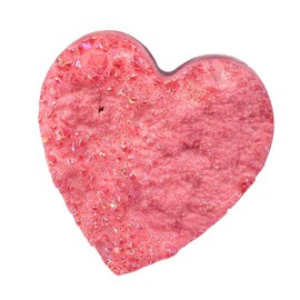 Nupuyai Red Love Heart Crystal Cluster Quartz Stone, Titanium Coated Rock Crystal Ornament Specimen Good Luck Home Wedding Decor