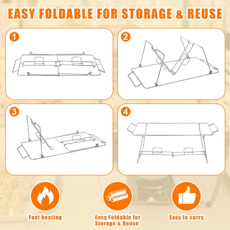 Geosar 32 Pack Wire Buffet Rack Stand Folding Chafing Stand