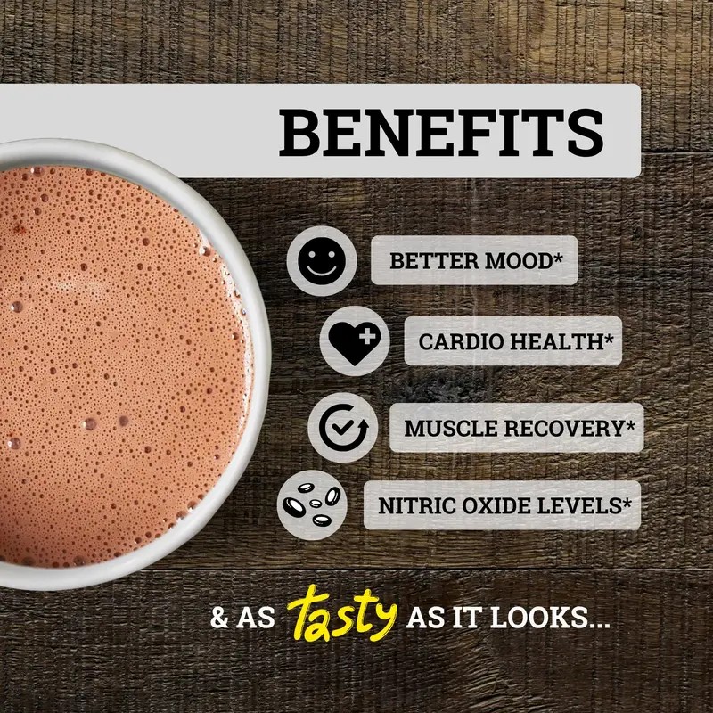 Cocoa Flavanols Powder 1200mg with Epicatechin, Dark Chocolate Drink Mix,
