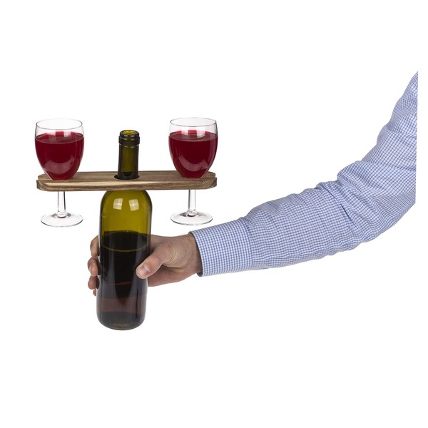 Bada Bing 2-in-1 Wine Butler Wine Glass Holder and Wine Holder Made of Oiled Acacia Wood, Gift Idea for Wine Lovers