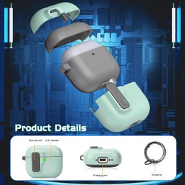 Compatible with AirPods 4th Generation Case, Made of TPU with Hook, Magnetic Elastic Cover Design, Anti-Scratch, Dustproof, Shock Absorption Firm Protective Case, Support Wireless Charging, LED Light