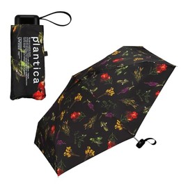Wpc. PLP001-019-102 Parasol [plantica x Wpc.] Flower Print Tiny, Black, 100% Light Shield, 100% UV Protection, UPF50+, Rain or Shine, 18.5 inches (47 cm), Women's, Floral Pattern, Compact, Small,