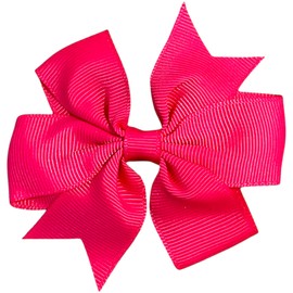 10pcs Hot Pink Hair Bows Clips Slides Grips 3" inch Pinwheel Solid Vibrant Colour Girls Hairbows