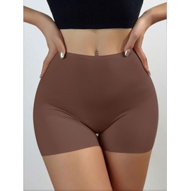 Bommi Fairy Women's High Elastic Waist Slip Shorts Shapewear Shorts Tummy Control Seamless Boyshorts Shapewear for Under Dresses (Brown, Medium)