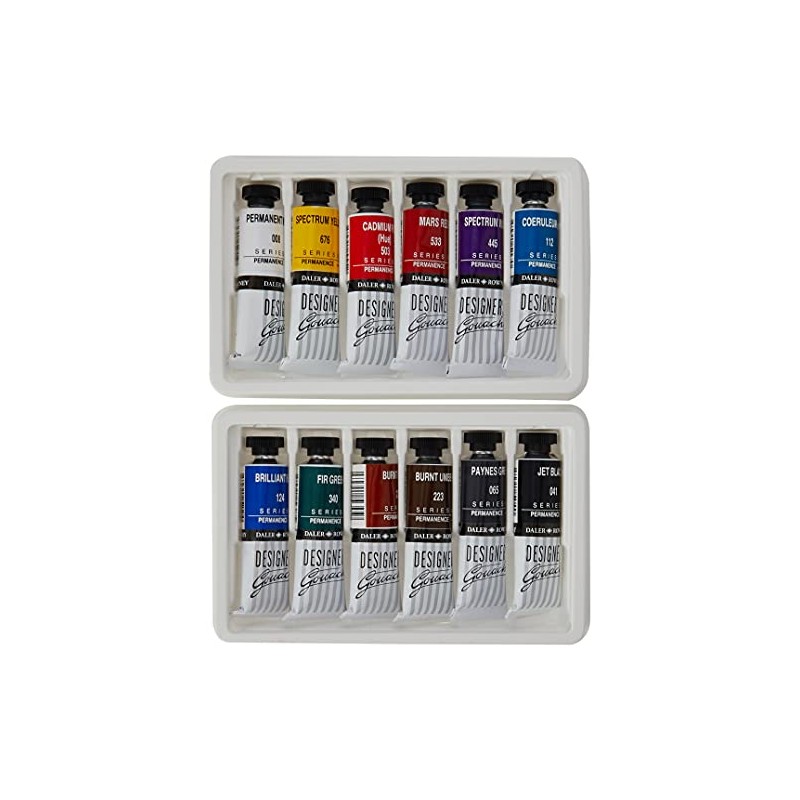 Daler Rowney Designers Gouache Introduction Paint Set, 12 Assorted Colours