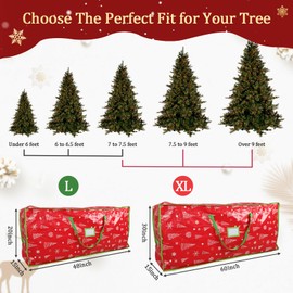 Capslpad Christmas Tree Storage Bag Fits Up to 9 Ft Xmas Holiday Artificial Trees Waterproof Zippered Tree Bag with Reinforced Handles Christmas Storage Case Protects Against Dust Moisture, Red