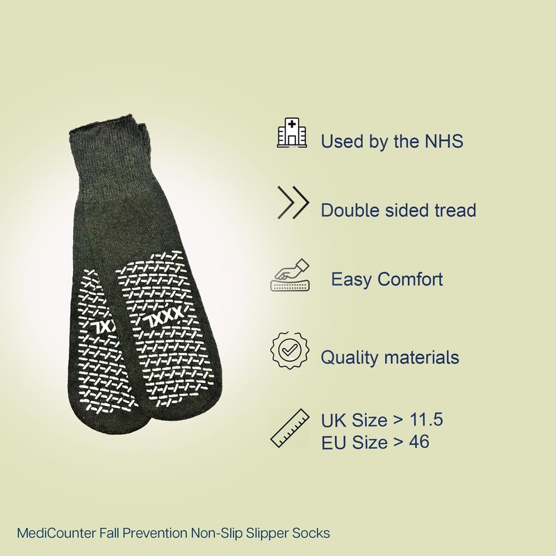 MediCounter 6 pairs Double Tread Bariatric Slipper Socks/Fall Prevention Socks-