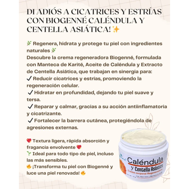 Crema De Caléndula. Regeneradora De Estrías Y Cicatrices.