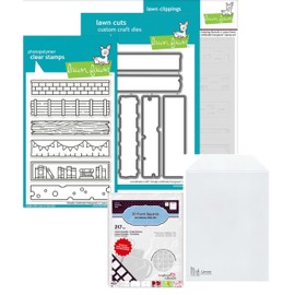 Lawn Fawn Simply Celebrate Hangouts, 4"x6" Clear Stamps, Coordinating Dies, Coloring Stencils, Scrapbook Adhesives Foam Squares, Carnora Stamp/Die Storage Pocket