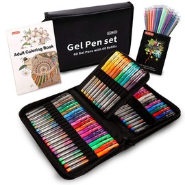 Shuttle Art Gel Pens, 120 Pack Gel Pen Set 60 Colored Gel Pen with 60 Refills for Adults Coloring Books Drawing Doodling Crafts Scrapbooking Journaling