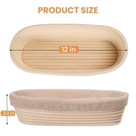 KIKCOIN Banneton Bread Proofing Basket, 12 Inch Oval Sourdough Bread Baking Supplies, Sourdough Proofing Basket Set of 2, Sourdough Starter Kit for Home Baking