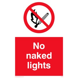 Pack of 5 - No Naked Lights Safety Sign - 100mm x 150mm - A6P