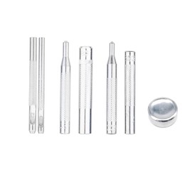 ArrErr 7 Pack Rivet Setter Tool with Base Snap Fasteners Kit Install Leather Die Punch Hole Kit 633 831 Press Studs Anvil Fixing Set for Leatherwork Bag DIY Sewing Craft Clothing Jacket Jeans Boot