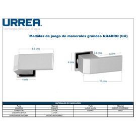 URREA CU Juego de Manerales Grandes Acabado, color Cromo