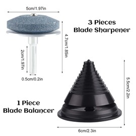 ASTARON 4 PCS Lawn Mower Blade Sharpener(UPGRADED) for Drill and Lawn Mower Blade Balancer Set, Universal Rotary Lawn Mower Sharpener Blade Whetstone for Power Drill Hand Dril