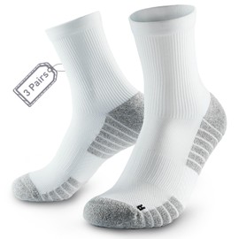 HUEGLO 3 Pairs Neuropathy Compression Socks For Women Men Neuro Ankle Trainer Running Sports Sock Non slip Plantar Fasciitis Support Socks (UK, Alpha, XL, Regular, Regular, Long-White)