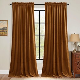 StangH 90 Inch Burnt Orange Curtains for Living Room, Luxury Velvet Room Darkening Drapes for Playroom Soft Terracotta Energy Efficient Panels with Soundproof, W52 x L90, 2 Panels