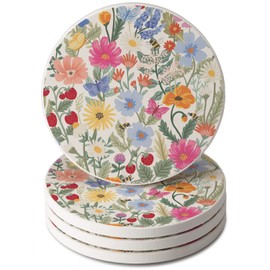 Thirstystone Wild Meadow 4 Pack Absorbent Stone Coasters with Protective Cork Backing Manufactured in The USA Artistic Easily Wipes Clean