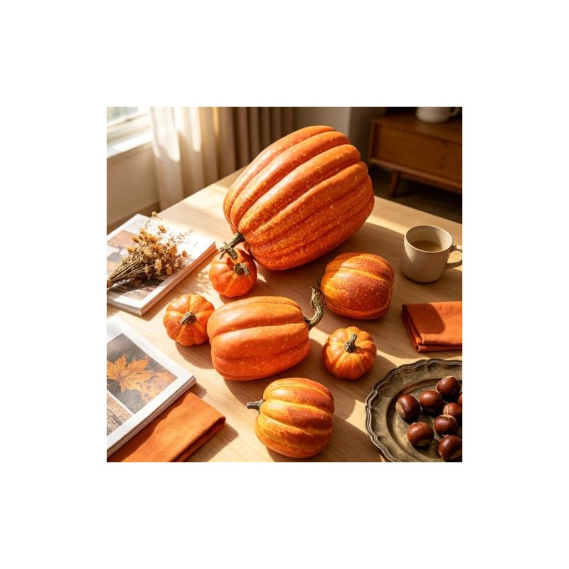 7 Calabazas Artificiales, Calabazas Decorativas de Halloween