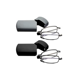 GOOSEN 2-Pack Reading Glasses Men Women, Pocket Wallet Purse Compact Hard Cases Folding Readers, Blue light Glasses Spring Hinge 2.5 x