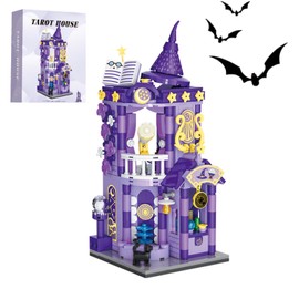 SOLEILHOME Girls' Divination Shop Building Blocks Model Set, City MOC Creative Store Model DIY Toys, 472 Pcs Simulation Architecture Building Bricks, Compatible with Major Brands Bricks (Purple)
