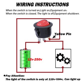 mxuteuk 5pcs Snap-in AC110/120V Lighted Round Rocker Switch Illuminated Boat Toggle Power Switch Red Light SPST ON-Off 3 Pin AC 250V 6A 125V 10A, Use for Household Appliances MXU1-5-101NR