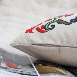 OYIMUA Colourful Floral Cushion Covers 45 x 45 cm Boho Geometric Outdoor Cushions 18x18 Inches Decorative Linen Pillow Covers for Garden Furniture Sofa