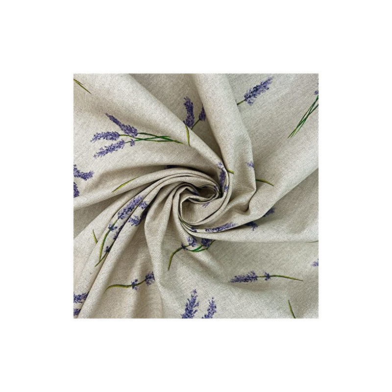 Cotton Rich Linen Look Upholstery Fabric Purple Lavender Flower Digital
