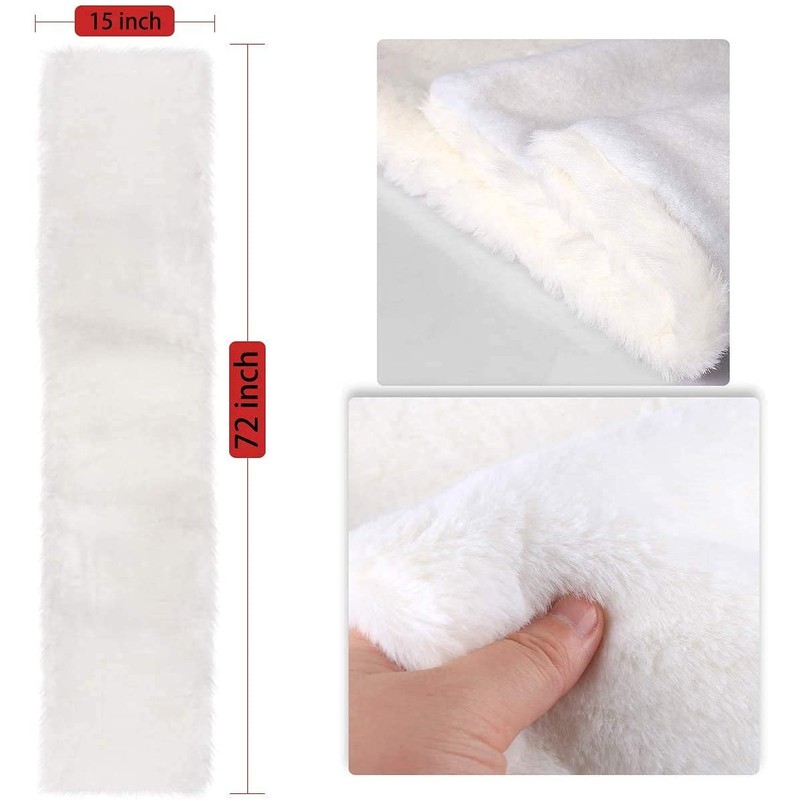 tiosggd White Faux Fur Table Runner, 15'' x 72'' Wide