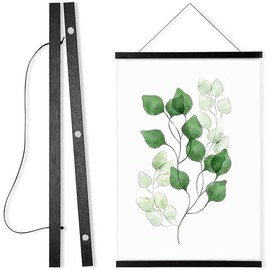 Magnetic Poster Hanger Frame, 12 Inch Wide Black Wood Magnet Poster Frame for Posters, Prints, Photos, Pictures, Maps, Scrolls, and Canvas Artwork - Color: Teak Black, Size: 18 Inch