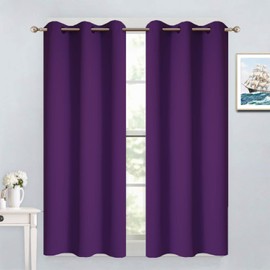 Yakamok - Cortinas opacas moradas para recámara, aislamiento térmico, con ojales en la parte superior para sala de estar, 38 x 54 pulgadas, 2 paneles