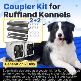 Yudylg Coupler Kit for Ruffland Kennel – Gen 2 Only, Top Brackets & Bottom Braces with 8 Mounting Bolts & Washers, Universal ,Medium to X‑Large Dog Kennel