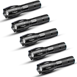 LED Powerful Flashlights 5 Pack, Bright Zoomable Tactical Flashlights High Lumens and 5 Modes, Waterproof Portable Mini Flashlight for Emergency, Camping, and Outdoor Use