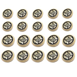 DHER Metal Buttons for Jacket, Metal Buttons for Jackets, Coats, Uniform, Pack of 20 Metal Buttons, Suit Buttons, 18 mm/23 mm, Fashionable Metal Crown Buttons, Decorative Buttons (Light Gold+Black)