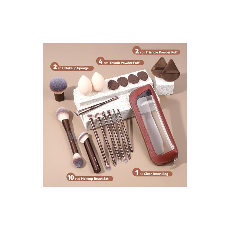 MAGEFY Set de Brochas para Maquillaje de 10 Piezas con