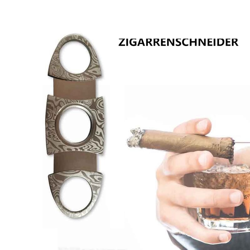 CAM2 Silver Grain Damascus Steel fits most cigars, cigar cutters,