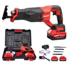 Dogtooth 21V Cordless Reciprocating Saw Kit, 3,000 Strokes Per Minute, Compatible with Makita 18V Battery, 2 * 4.0 Ah Batteries, Charger, 4 Saw Blades and Carry Case