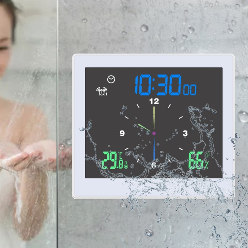 Bathroom Digital Clock Waterproof Temperature & Humidity Meter Thermometer Hygrometer