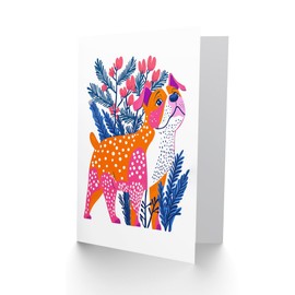 Wee Blue Coo Greeting Card Dog Lover Cute American Bulldog Vibrant Portrait Blank For Him Or Her Art Xmas Christmas Card