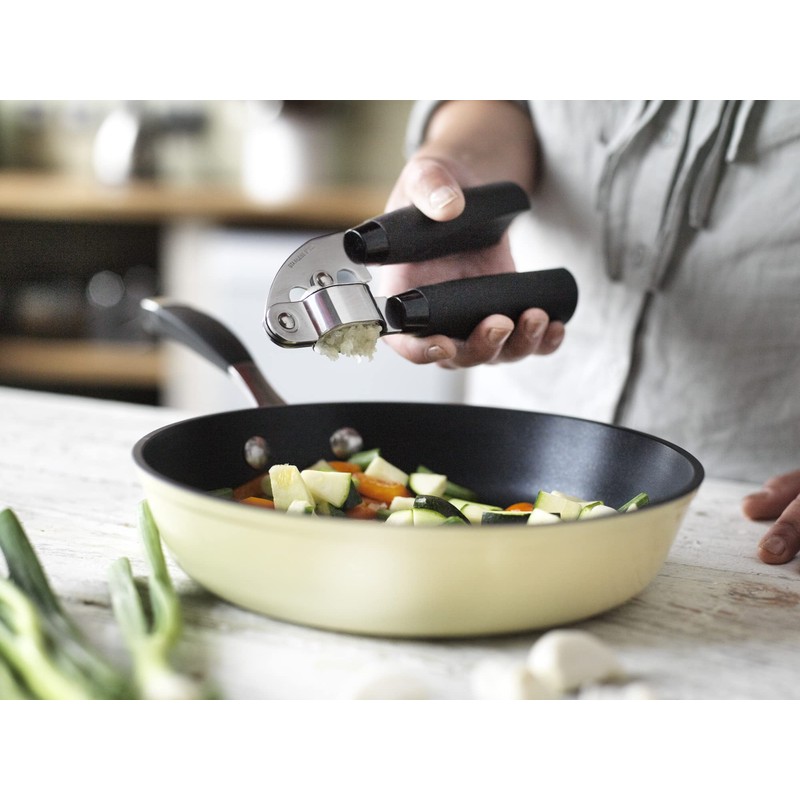 Stellar SureGrip Garlic Press, Stainless Steel, Black